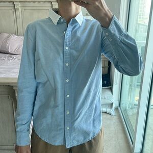 J. Crew size 4 blue and white “The Boy Shirt” button up shirt.